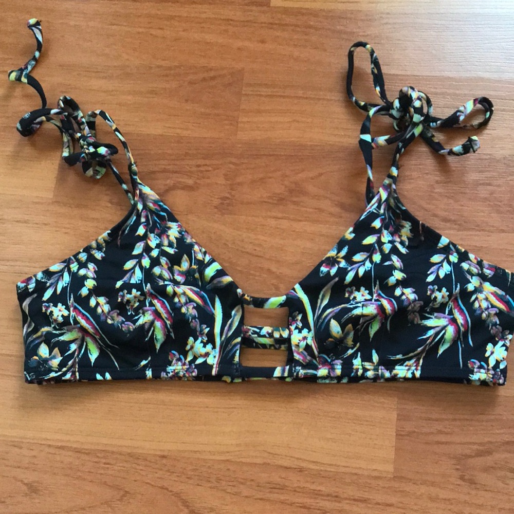 Out from under Urban Outfitters Floral Black Strappy Bikini Top